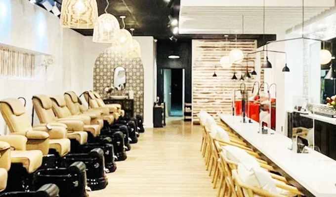 Modern nail salon appointment booking on mobile phone