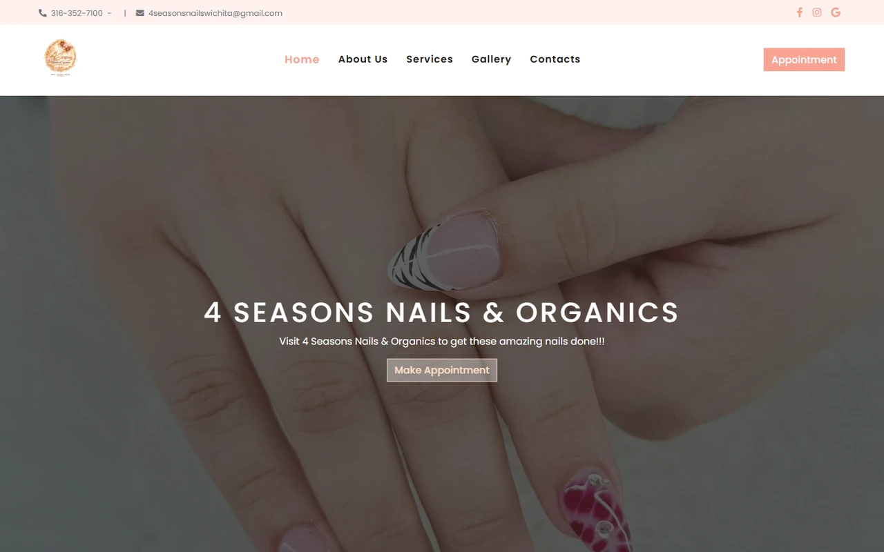 4 Seasons Nails & Organics modern website preview