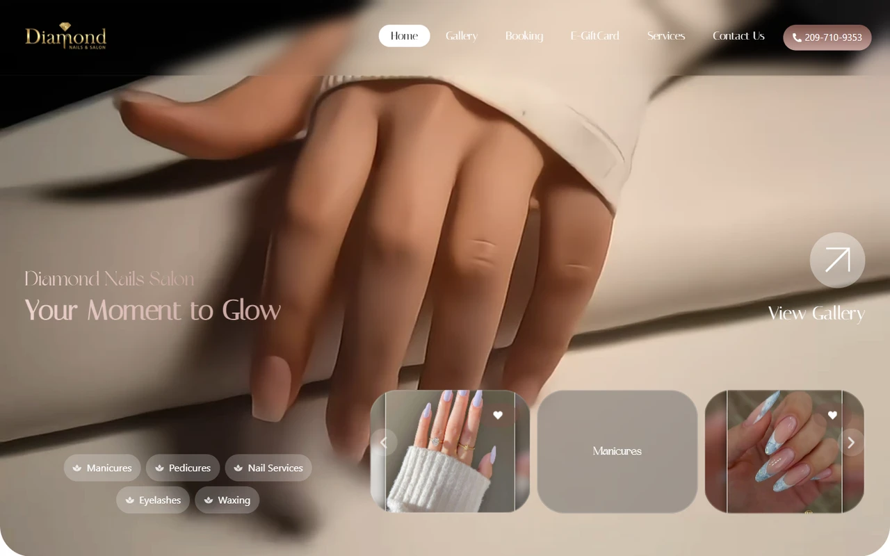 Diamond Nails Salon website preview