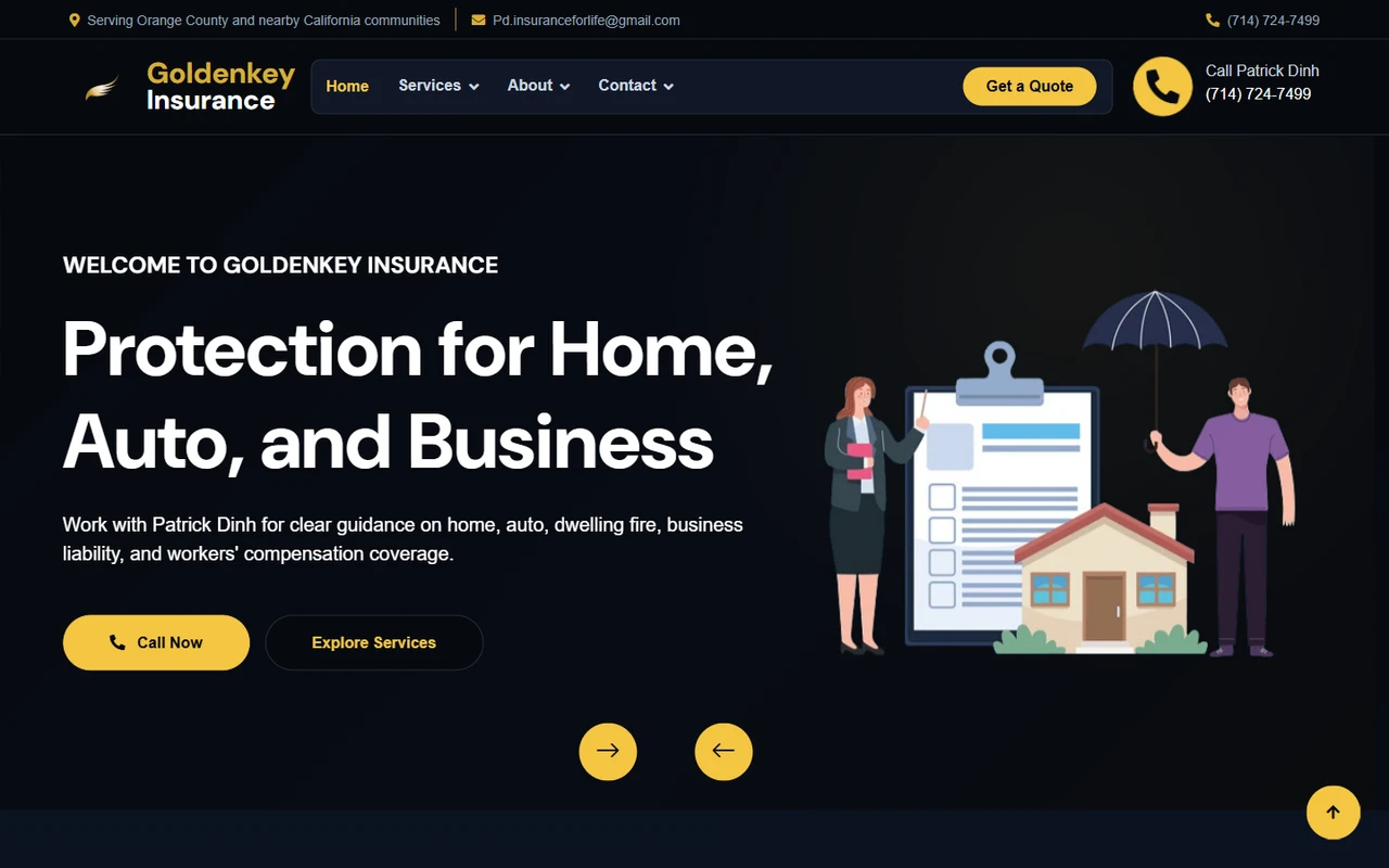 Goldenkey Insurance website preview