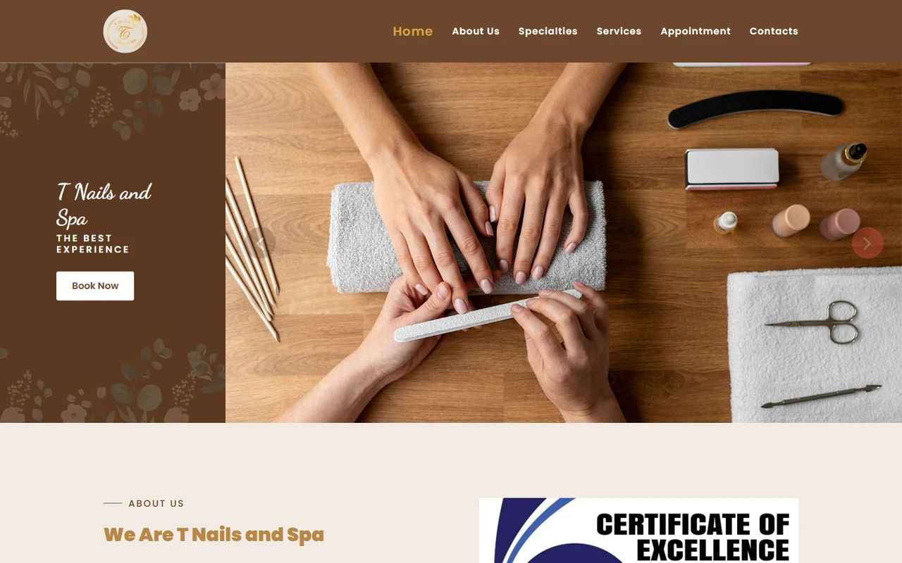 T Nails and Spa website preview